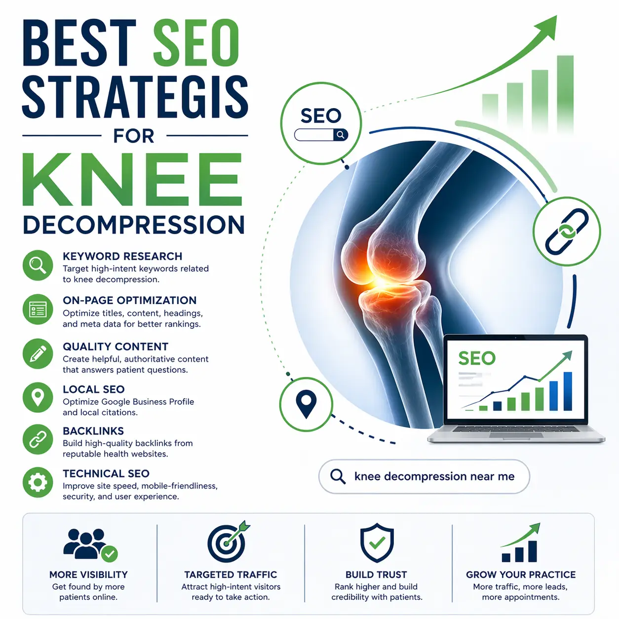 Best SEO strategies for knee decompression chiropractors infographic