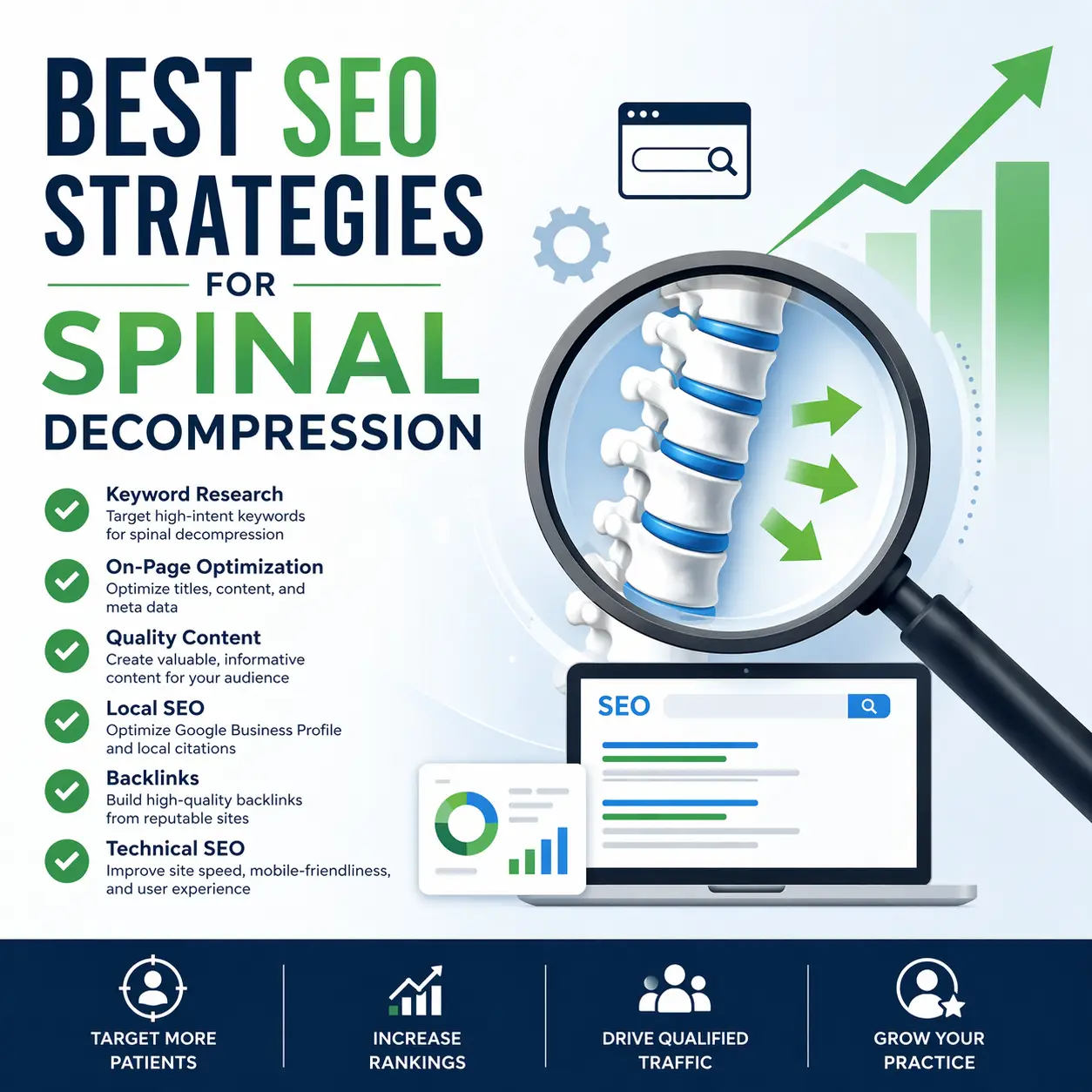 Best SEO strategies for spinal decompression chiropractors infographic